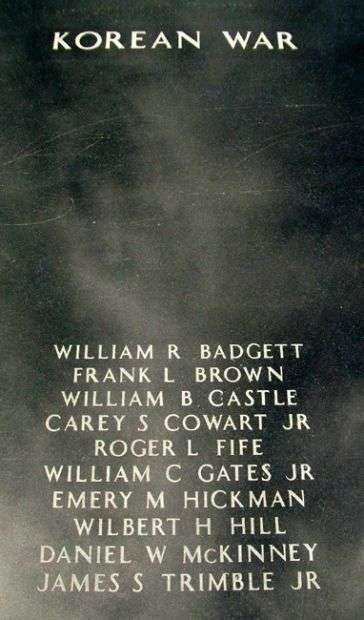 OKLAHOMA MILITARY ACADEMY KILLED IN ACTION MEMORIAL HONOR ROLL B