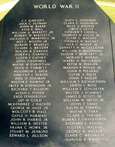 OKLAHOMA MILITARY ACADEMY KILLED IN ACTION MEMORIAL HONOR ROLL A