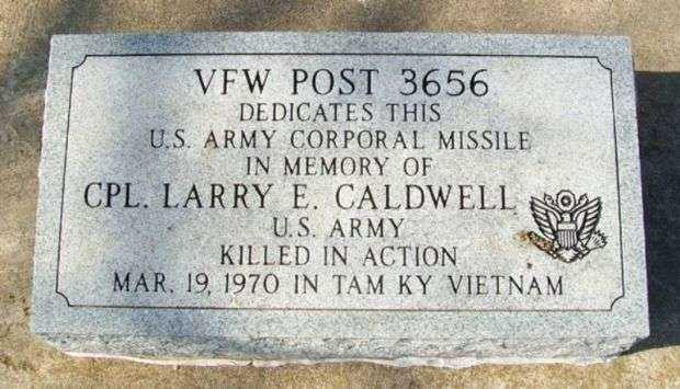 CPL. LARRY E. CALDWELL MEMORIAL MISSILE STONE