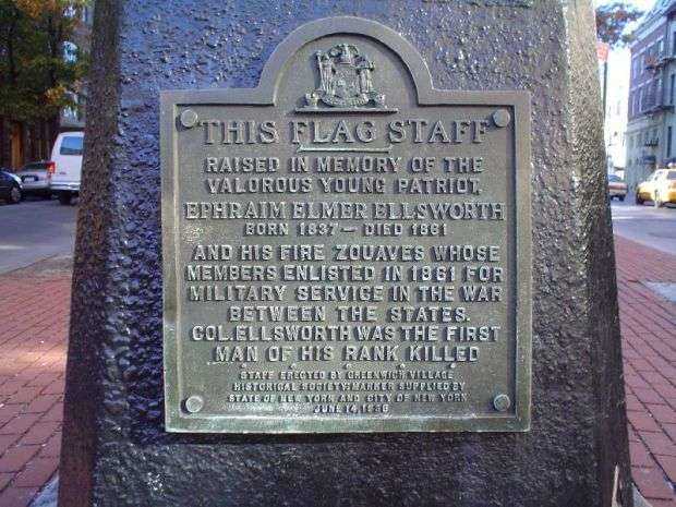 EPHRAIM ELMER ELLSWORTH MEMORIAL FLAG STAFF PLAQUE