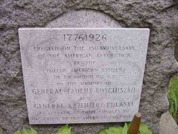 GENERAL TADEUS KOSCIUSZKO AND GENERAL KAZIMIERZ PULASKI MEMORIAL TABLET