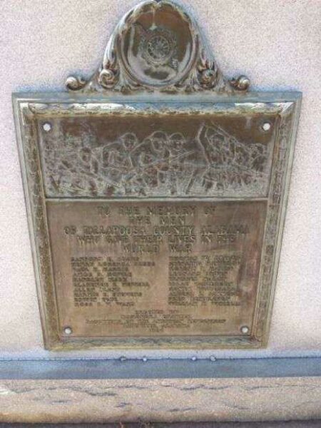 TALLAPOOSA COUNTY WORLD WAR I MEMORIAL PLAQUE