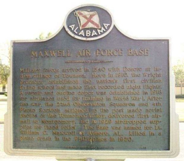 MAXWELL AIR FORCE BASE MEMORIAL MARKER