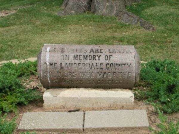 LAUDERDALE COUNTY WORLD WAR I MEMORIAL TREES STONE