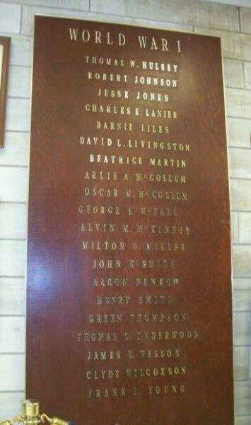 FLORENCE VETERANS MUSEUM WORLD WAR I MEMORIAL PLAQUE A