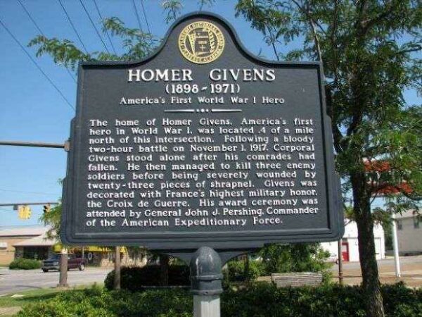HOMER GIVENS WORLD WAR I MEMORIAL MARKER