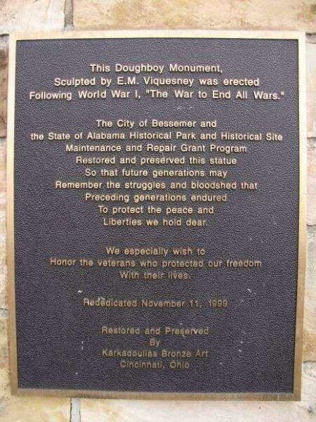 BESSEMER DOUGHBOY MONUMENT PLAQUE C