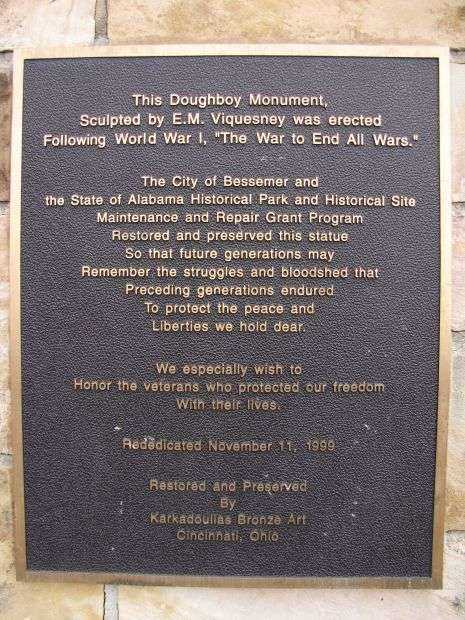 BESSEMER DOUGHBOY MONUMENT PLAQUE C