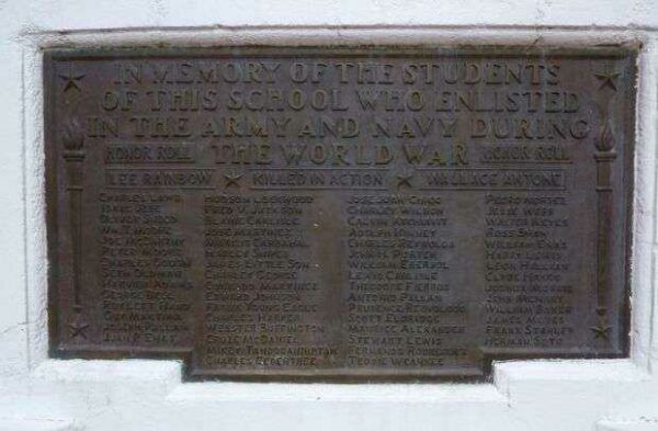 INDIAN VOCATIONAL SCHOOL WORLD WAR I MEMORIAL PLAQUE