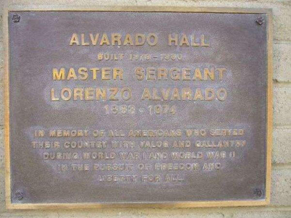 ALVARADO HALL MEMORIAL BUILDING PLAQUE
