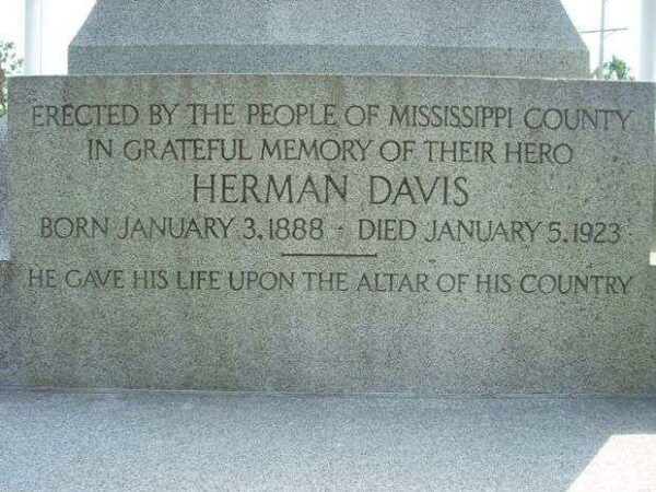PVT. HERMAN DAVIS WAR MEMORIAL DEDICATION STONE