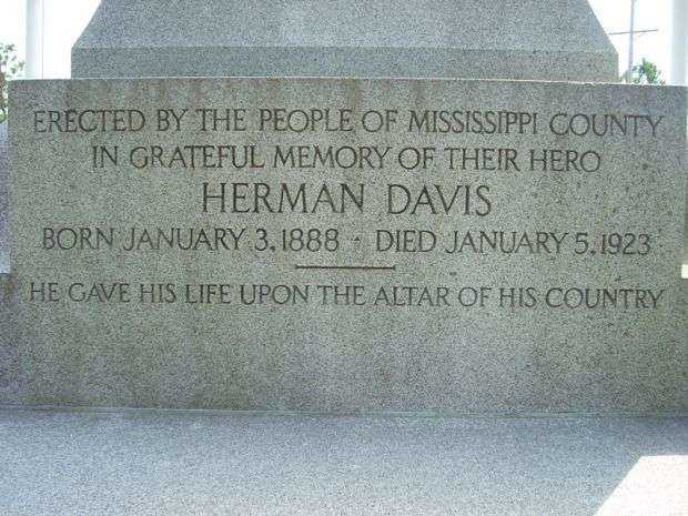 PVT. HERMAN DAVIS WAR MEMORIAL DEDICATION STONE