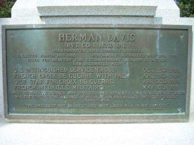 PVT. HERMAN DAVIS WAR MEMORIAL PLAQUE