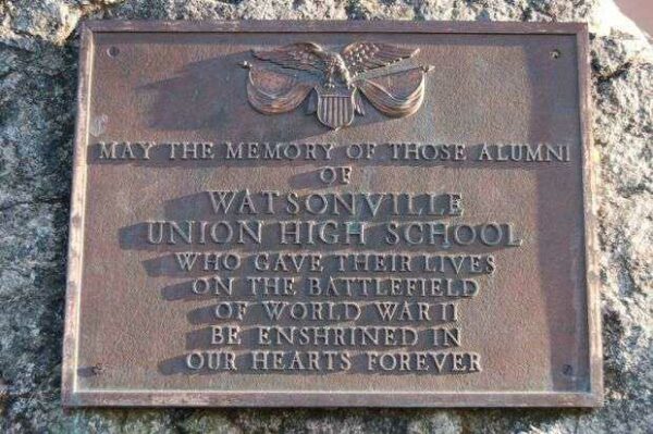 WATSONVILLE UNION HIGH SCHOOL VETERANS MEMORIAL PLAQUE B