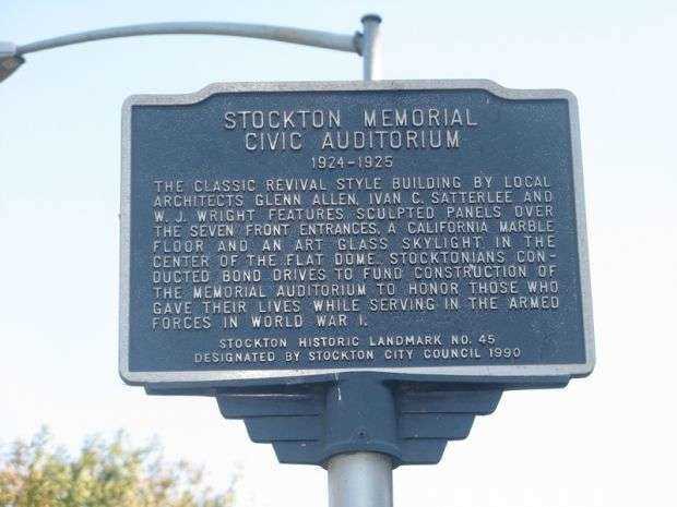 STOCKTON MEMORIAL CIVIC AUDITORIUM PLAQUE
