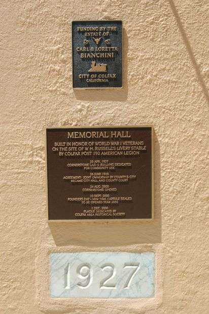 AMERICAN LEGION POST 192 MEMORIAL HALL PLAQUE