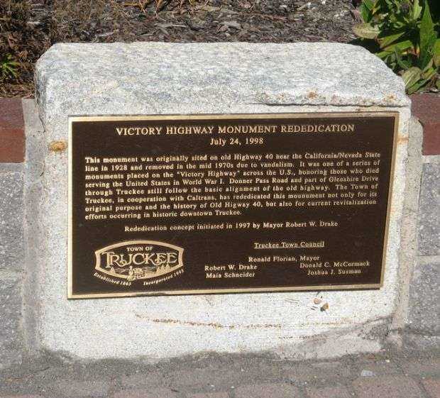 VICTORY HIGHWAY MONUMENT REDEDICATION PLAQUE