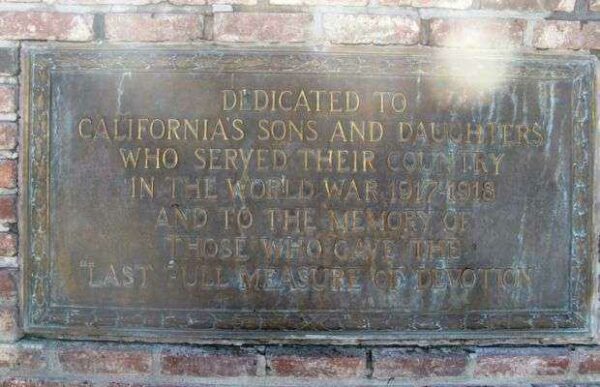 TRUCKEE WORLD WAR I MEMORIAL PLAQUE