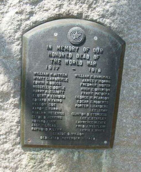CHICO WORLD WAR I MEMORIAL PLAQUE