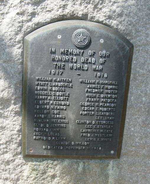 CHICO WORLD WAR I MEMORIAL PLAQUE