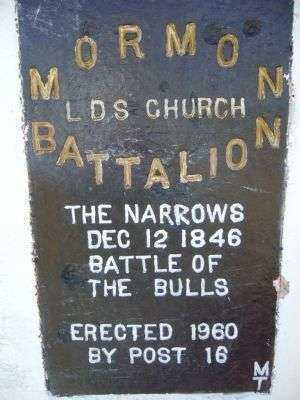 MORMON BATTALION BATTLE OF THE BULLS MEMORIAL PLAQUE