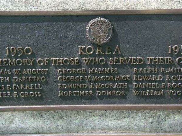 ROCKAWAY VETERANS MEMORIAL PLAQUE C