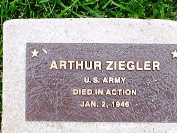 ARTHUR ZIEGLER WAR MEMORIAL TREE PLAQUE