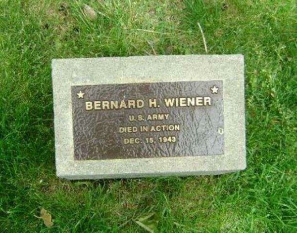 BERNARD H. WIENER WAR MEMORIAL TREE PLAQUE