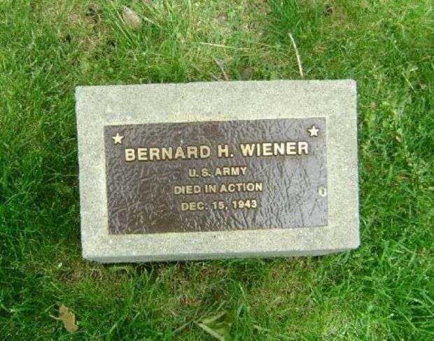 BERNARD H. WIENER WAR MEMORIAL TREE PLAQUE