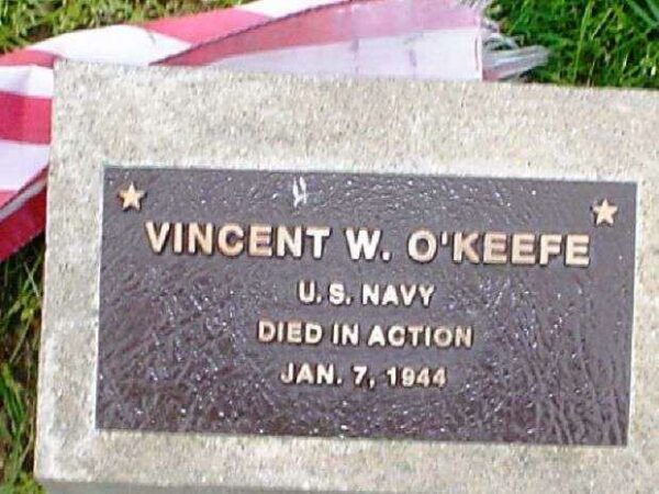 VINCENT W. O’KEEFE WAR MEMORIAL TREE PLAQUE
