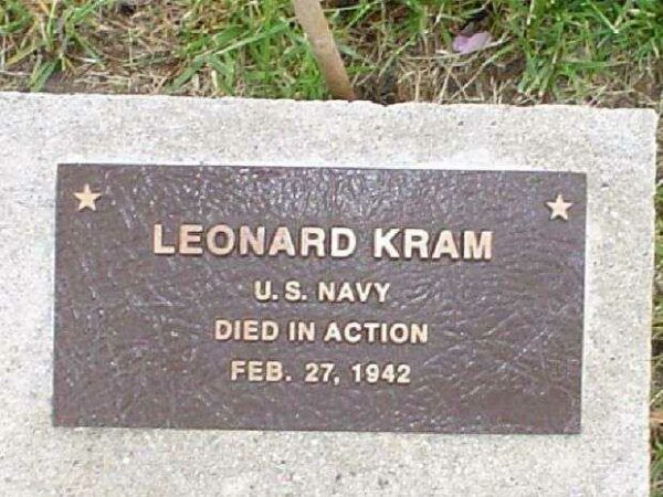 LEONARD KRAM WAR MEMORIAL TREE PLAQUE