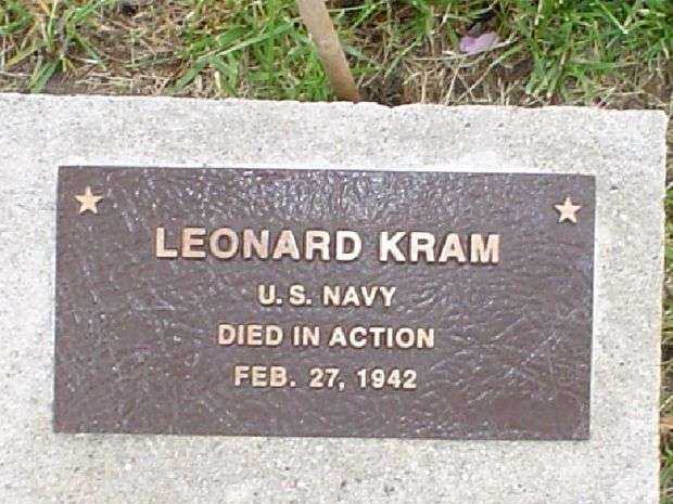 LEONARD KRAM WAR MEMORIAL TREE PLAQUE