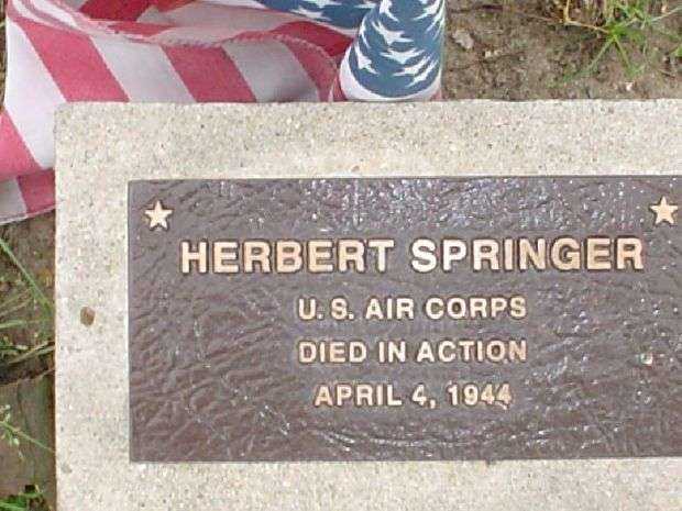 HERBERT SPRINGER WAR MEMORIAL TREE PLAQUE