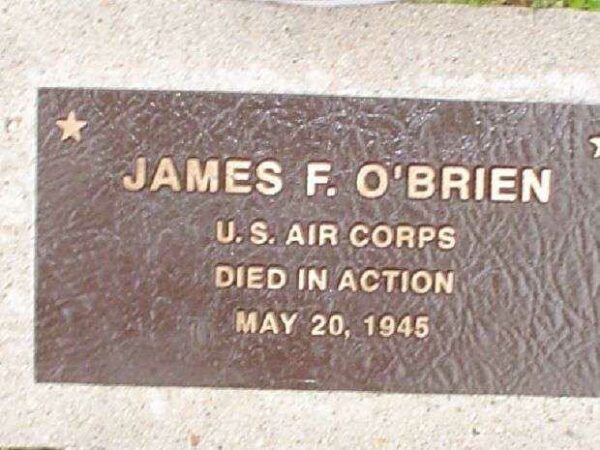 JAMES F. O’BRIEN WAR MEMORIAL TREE PLAQUE