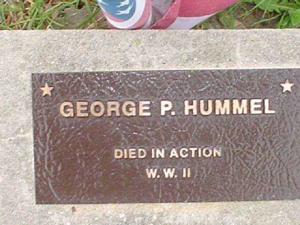GEORGE P. HUMMEL WAR MEMORIAL TREE PLAQUE