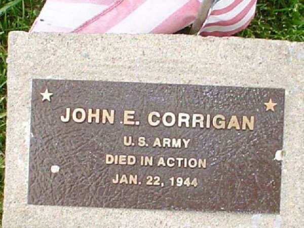 JOHN E. CORRIGAN WAR MEMORIAL TREE PLAQUE