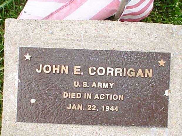 JOHN E. CORRIGAN WAR MEMORIAL TREE PLAQUE