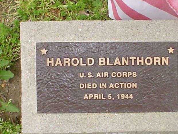 HAROLD BLANTHORN WAR MEMORIAL TREE PLAQUE