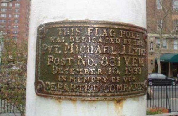 PVT. MICHAEL J. LYNCH WAR MEMORIAL FLAGPOLE PLAQUE