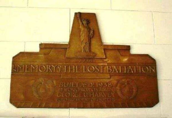 LOST BATTALION HALL WAR MEMORIAL PLAQUE