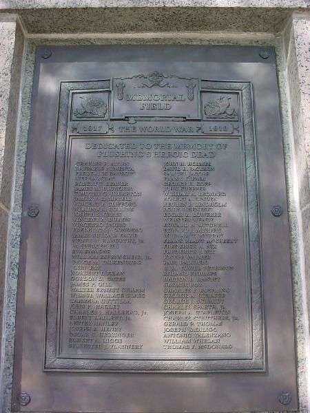 FLUSHING WORLD WAR I MEMORIAL FIELD PLAQUE