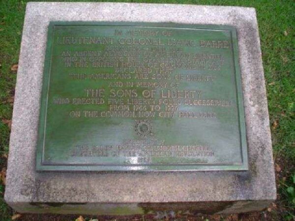 LIEUTENANT COLONEL ISAAC BARRE MEMORIAL PLAQUE