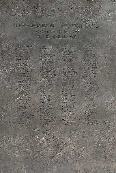 QUEENS KOREAN WAR MEMORIAL PLAQUE
