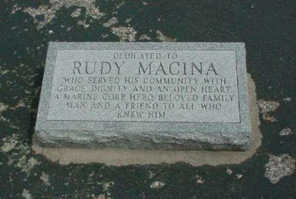 PEACE PLAZA RUDY MACINA MEMORIAL TABLET