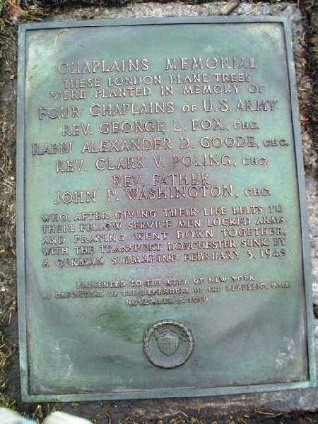 CHAPLAINS MEMORIAL TREE PLAQUE