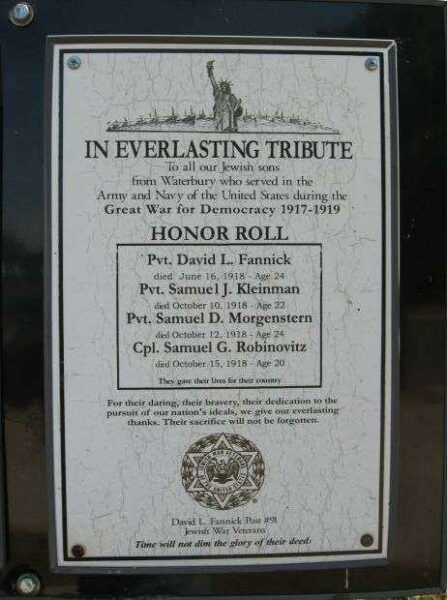 GREAT WAR FOR DEMOCRACY MEMORIAL PLAQUE D