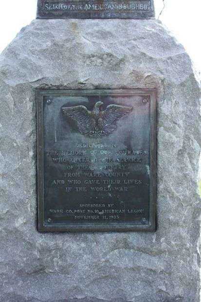 WARE COUNTY WORLD WAR I MEMORIAL PLAQUE