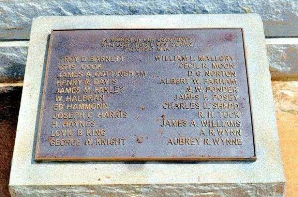 SPALDING COUNTY WORLD WAR I HONOR ROLL MEMORIAL PLAQUE