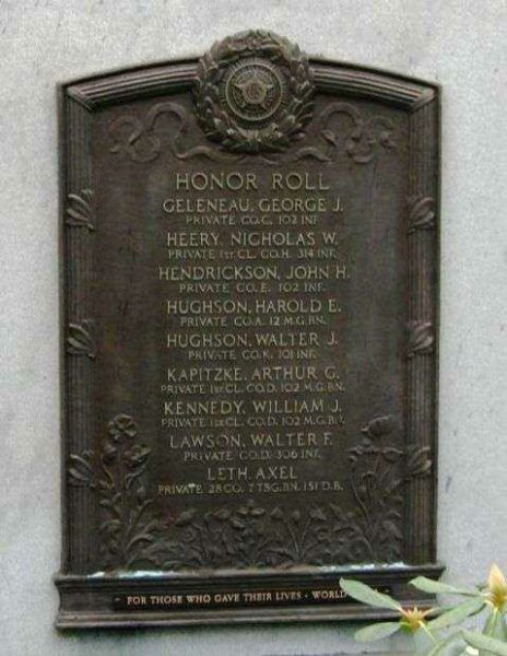 WEST HAVEN WORLD WAR I MEMORIAL PLAQUE E