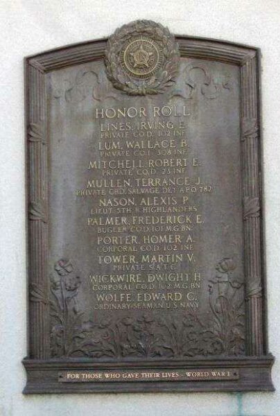WEST HAVEN WORLD WAR I MEMORIAL PLAQUE C